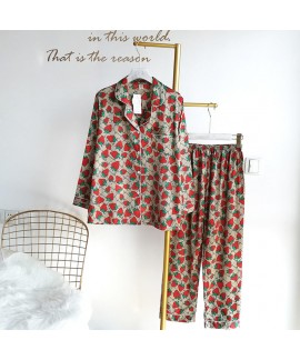 Personalized V-neck ice silk sleepwear comfortable two piece pajama set