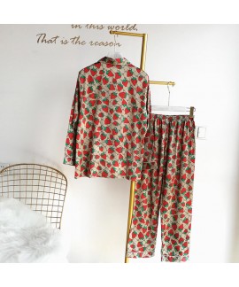 Personalized V-neck ice silk sleepwear comfortable two piece pajama set