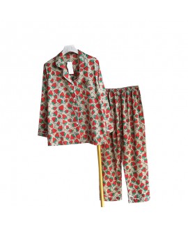Personalized V-neck ice silk sleepwear comfortable two piece pajama set