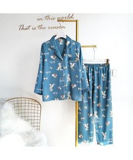 Personalized V-neck two piece pajama suit comforta...