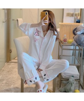 women's cotton Pajamas long sleeve cardigan two pi...