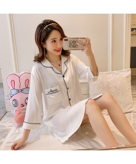 long sleeve ice silk cardigan sleepwear loose sexy...