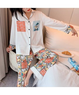 two piece pajama set thin V-neck women's cardigan sleepwear