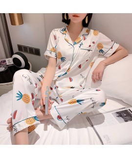 Fashionable pajamas women's summer comfortable and breathable two piece sleepwear set