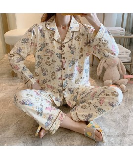 lovely cotton Pajamas long sleeve sleepwear set outside pajama sets
