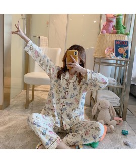 lovely cotton Pajamas long sleeve sleepwear set outside pajama sets