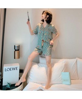 Ice silk cool women's two piece pajama set new comfortable and breathable sleepwear