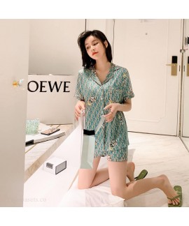 Ice silk cool women's two piece pajama set new com...