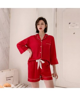 ice silk women's thin two piece pajama set simple natural comfortable sleepwear