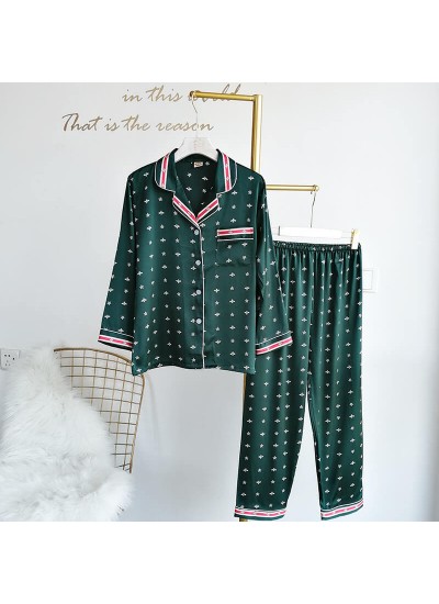 Ice silk cool pajamas new simple fashion summer Pajamas Set