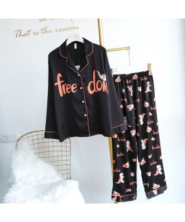 Ice silk cool spring pajama sets fashion casual loose sleepwear for women