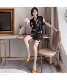 2020 Ice silk two piece pajama set comfortable new summer breathable sleepwear