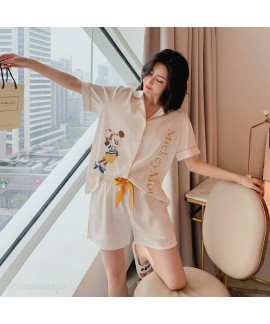 Fashion casual pajamas ice silk cool women's two p...