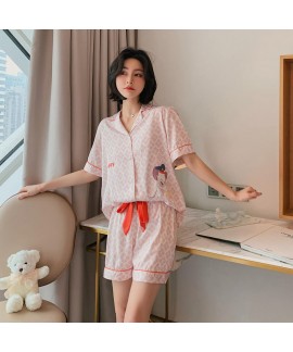 Ice silk sleepwear set for women summer fashion pajama sets