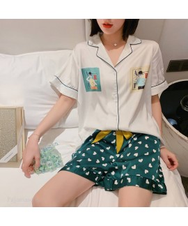 Lovely leisure Princess sleepwear fashion Satin pajama sets