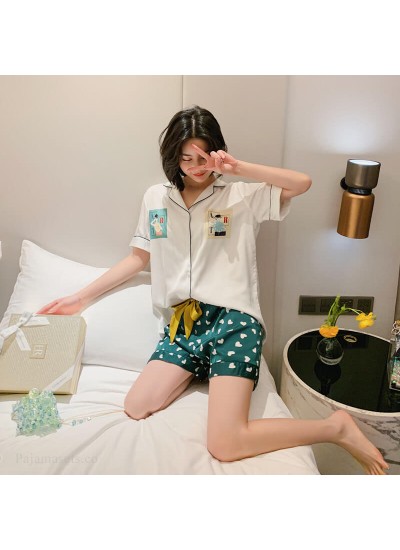Lovely leisure Princess sleepwear fashion Satin pajama sets