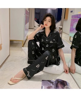 Casual pajama suit for women ice silk sleepwear set