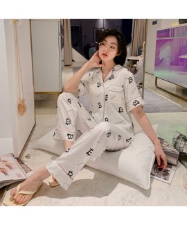 Casual pajama suit for women ice silk sleepwear set