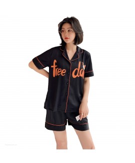 Ice silk short sleeve casual Satin pajama Set silk outside sleepwear