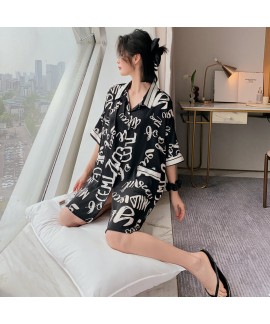 Large leisure satin pajama sets silk like sleepwear