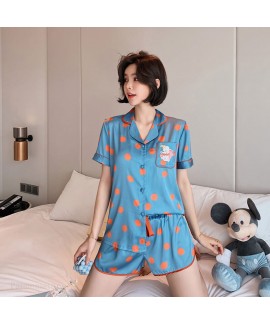 short sleeve Women's pajama set ice silk two piece...