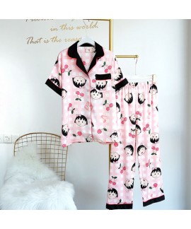 Lovely princess Satin sleepwear set ice silk out wear pajama sets