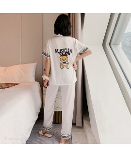 short sleeve pajamas ice silk women's sleepwear set two piece nightgown