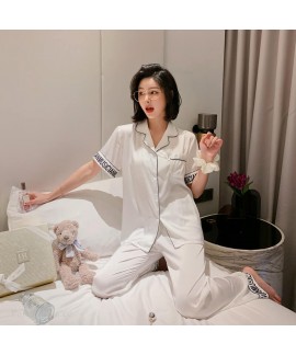 short sleeve pajamas ice silk women's sleepwear set two piece nightgown