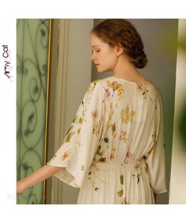 2020 summer women's nightdress V-neck printed nightdress housewear