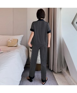 Two piece Satin pajama sets casual sleepwear for w...