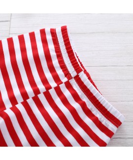 Christmas children clothing small and medium-sized girls long-sleeved letter T-shirt striped flared pants two-piece set