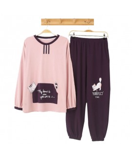 Cotton pajamas women's two piece pajama set women's autumn and winter loose and sweet sleepwear