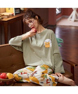 Autumn and winter new cotton pajamas women's round...