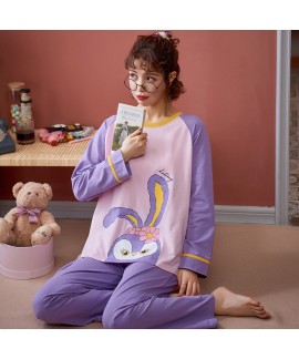 Autumn lovely and sweet women's cotton long sleeve pajamas two piece set Pullover sleepwear