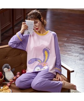 Autumn lovely and sweet women's cotton long sleeve pajamas two piece set Pullover sleepwear