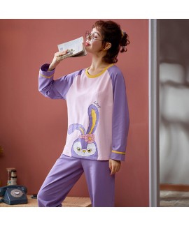 Autumn lovely and sweet women's cotton long sleeve pajamas two piece set Pullover sleepwear