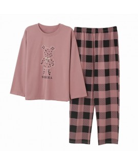 women's Cotton pajamas autumn and winter two piece loose and breathable casual girls' sleepwear