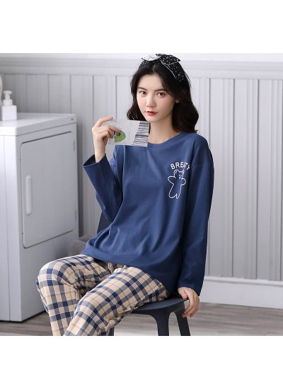 Autumn cotton pajamas women's lovely Pullover leisure sleepwear two piece set