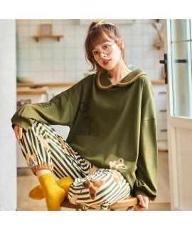 Loose round collar Pullover lovely girl's leisure sleepwear set