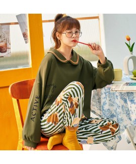 Loose round collar Pullover lovely girl's leisure sleepwear set