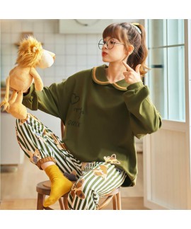 Loose round collar Pullover lovely girl's leisure sleepwear set