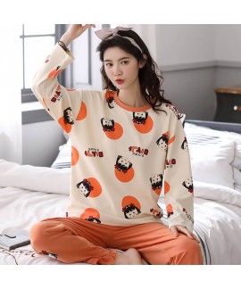 Cotton pajamas loose long sleeve student sleepwear sets