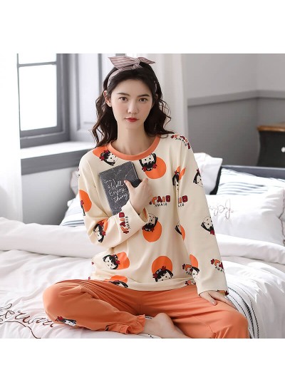 Cotton pajamas loose long sleeve student sleepwear sets