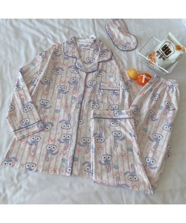 long sleeve cardigan cartoon pure cotton Two piece sleepwear sets