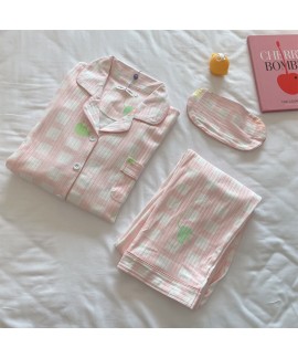 long sleeve women's cotton Pajamas set cardigan lovely two piece cotton sleepwear set