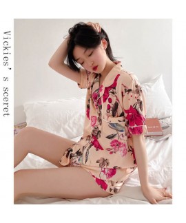 2023 new short ice silk pajamas summer cool and breathable summer comfortable pajamas