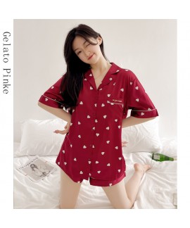 Short female ice silk pajamas summer GP love women's sleepwear thin pajama sets