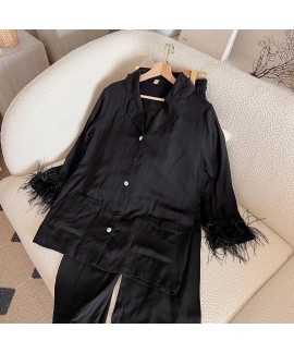 Sexy women's two-piece pajamas thin large size loose sleepwear