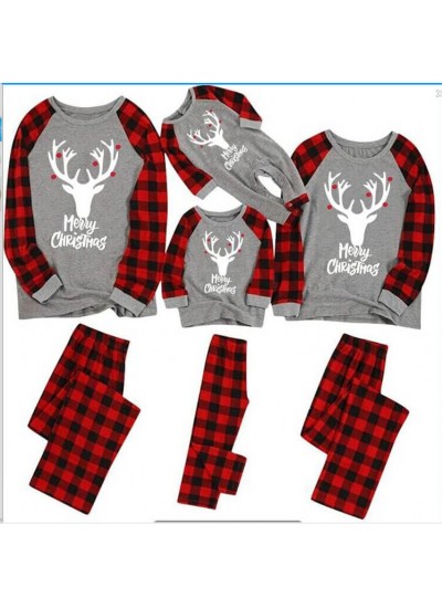 All family new plaid antler Christmas suit autumn pajamas