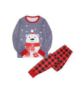 New style home clothes Bear printed parent-child suit Christmas printed parent-child pajamas